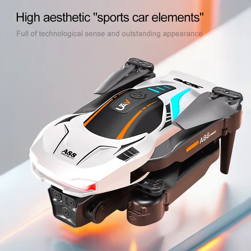 Drone professionelle 4K à 3 caméras, pliable avec évitement d'obstacles, positionnement par flux optique version améliorée.