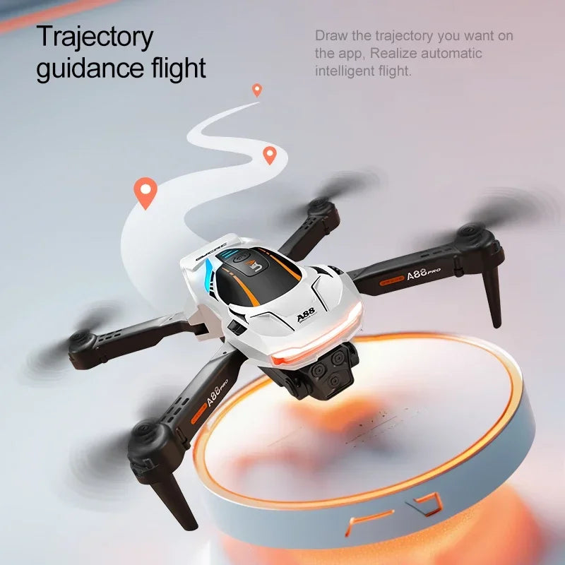 Drone professionelle 4K à 3 caméras, pliable avec évitement d'obstacles, positionnement par flux optique version améliorée.